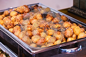 roasted potato served in brazilian buffet, food from tripo restaurant help yourself, restaurant roasted vegetables