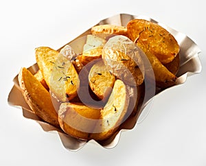 Roasted potato wedges in their jackets