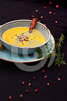 Roasted pumpkin and pomegranate soup