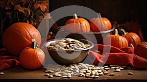 Roasted pumpkin seeds a nutritious snack, crunchy and flavorful, ideal for on-the-go munching