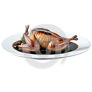 roasted quail, stuffed with mushrooms and served with a balsamic glaze, capt