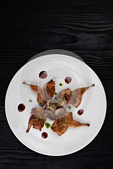 Roasted quails with vegetable