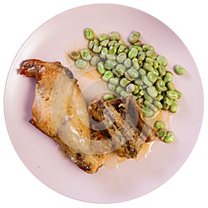 roasted rabbit with green mung beens