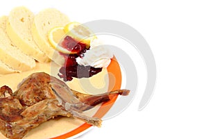 Roasted rabbit meat and carrot sausage