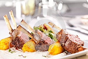 Roasted rack of lamb chops