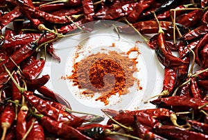 Roasted red chilly and chilly powder