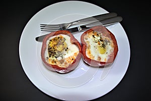 Roasted red peppers with eggs