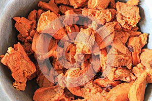 A roasted red pork in the bowl prepare to cook.