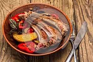Roasted ribs of lamb