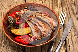 Roasted ribs of lamb