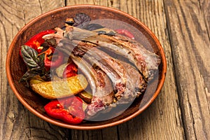 Roasted ribs of lamb