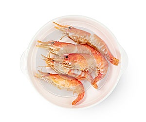 Roasted river shrimp common with dish isolated on white background ,grilled prawn ,include clipping path