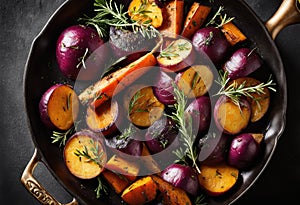 A roasted root vegetable medley with herbs