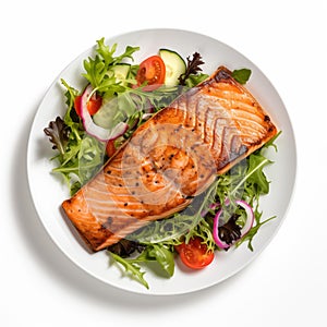 Roasted salmon steak by generative ai