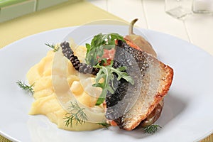 Roasted salmon trout fillet