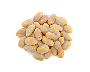Roasted salted peanuts isolated on a white