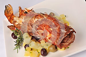 Roasted scorpion fish