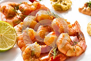 The roasted shrimps