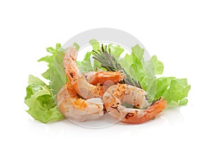 Roasted shrimps with green
