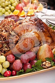 Roasted stuffed holiday turkey