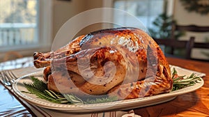 Roasted Thanksgiving Turkey with Oranges and Herbs on Display