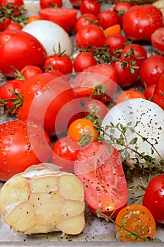 Roasted tomatoes, garlic and herbs
