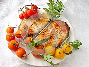 Roasted troat with cherry tomatoes