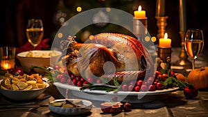 Roasted Turkey. Christmas dinner. AI generated art