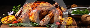 Roasted Turkey on Cutting Board