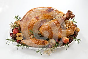 Roasted Turkey with Grab Apples over white