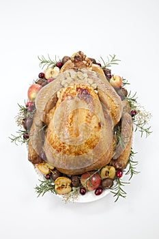 Roasted Turkey with Grab Apples over white