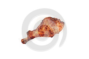 Roasted turkey leg isolated on white background.