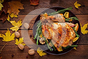 Roasted turkey. Thanksgiving Day.
