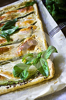 Roasted vegetable pie. Delicious vegetarian quiche