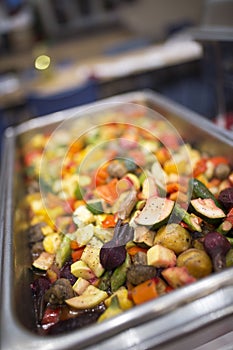 Roasted vegetables in the hot pan