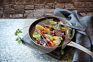 Roasted vegetables in pan