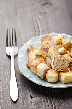 Roasted White Sweet Potatoes and Parsnips macro shot