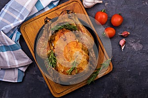 Roasted whole chicken with rosemary