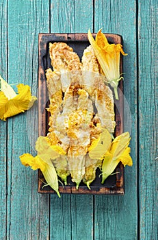 Roasted zucchini flowers