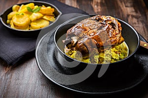 Roaster Pork Knuckle - Traditional German cuisine, Eisbein