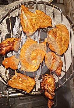 Roasting Chicken kababs indian style.