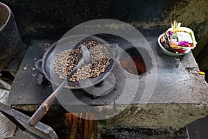 Roasting of coffee beans in traditional way