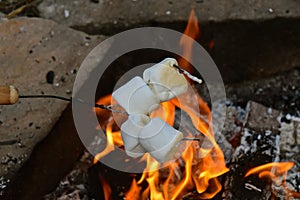 Roasting marshmallows for s`mores