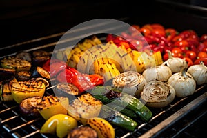 roasting vegetables on a grill for smoky salsa flavor