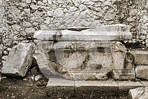 Robbed lycian sarcophagus in Olympos archeological site, Turkey