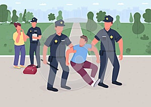 Robber arrest flat color vector illustration