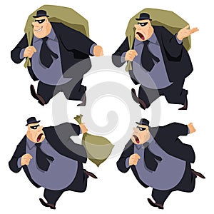 Robber with bag of loot. Illustration for internet and mobile website