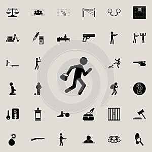 robber of bags icon. Detailed set of Crime icons. Premium quality graphic design sign. One of the collection icons for websites, w