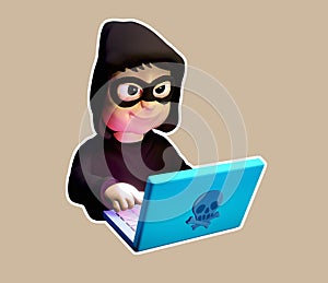 Robber character 3d rendered illustration., 3D Cyber Spy Illustration Render., hacker 3d render icon illustration for website,