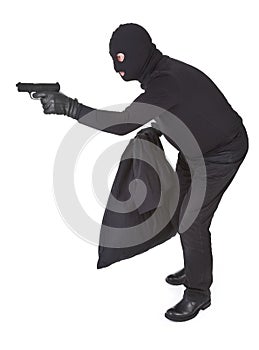 Robber with gun